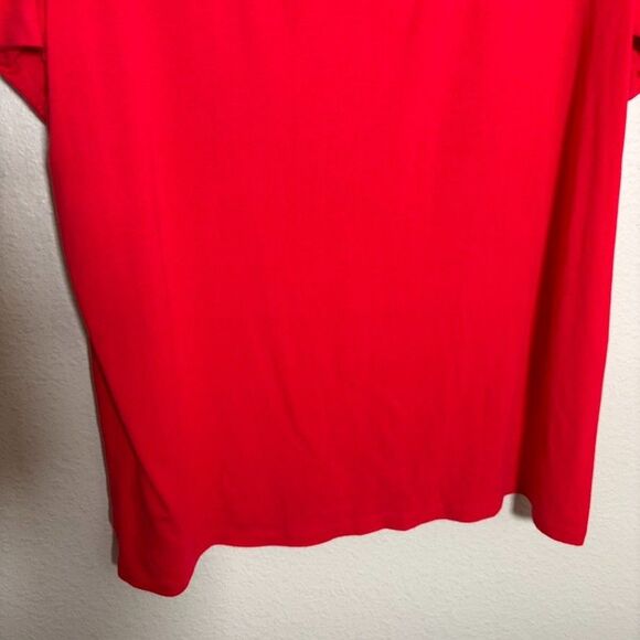Loft T-Shirt Women's Small Red V-Neck Solid Short Sleeve Casual Shirt Top - Picture 3 of 8